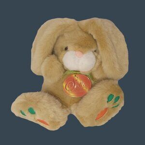 Vintage Soft Plush Bunny Classic With Carrot Accents Stuffed Animal 7 in
